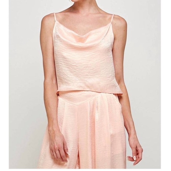Caramela Tops - Caramela Peach Satin‎ Cowl Neck Cami Top Hammered Texture Medium CT3076Ssatin